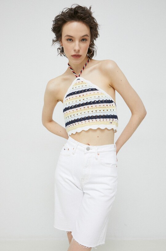 Tommy Jeans top din bumbac cu modele multicolor DW0DW15403.PPYX