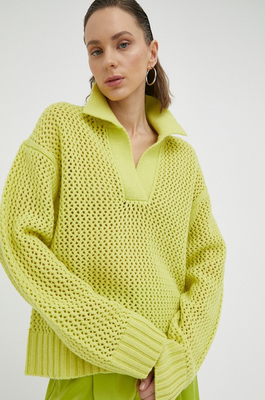 Vlnený sveter Samsoe Samsoe zelená F23100013