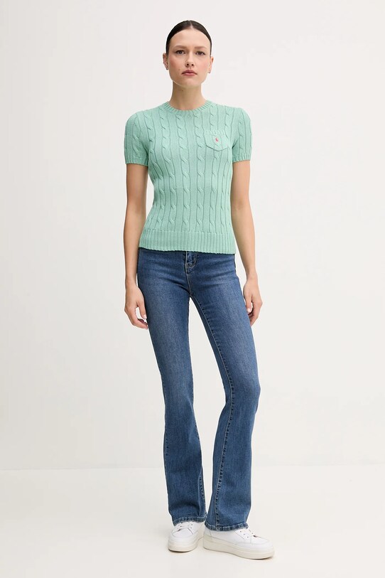 Памучен пуловер Polo Ralph Lauren 211895379 тюркоазен SS25