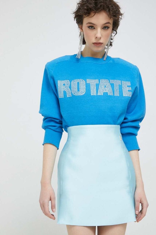 Rotate sweter z domieszką kaszmiru aplikacja niebieski 1001152817