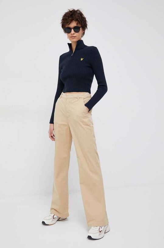 Sveter s prímesou vlny Lyle & Scott KNW1801V.Z271 tmavomodrá SS23