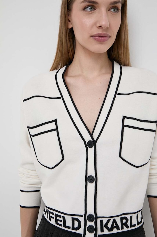 Ζακέτα από μίγμα μαλλιού Karl Lagerfeld λεπτό μπεζ 231W2011