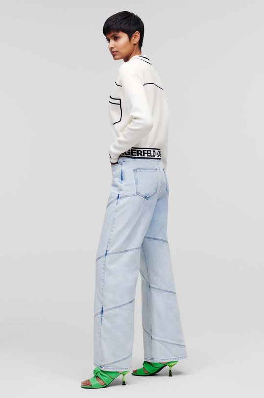 Kardigán s prímesou vlny Karl Lagerfeld béžová 231W2011