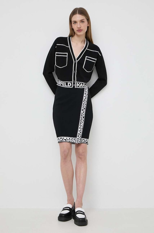 Karl Lagerfeld cardigan din amestec de lana 231W2011 negru AW24