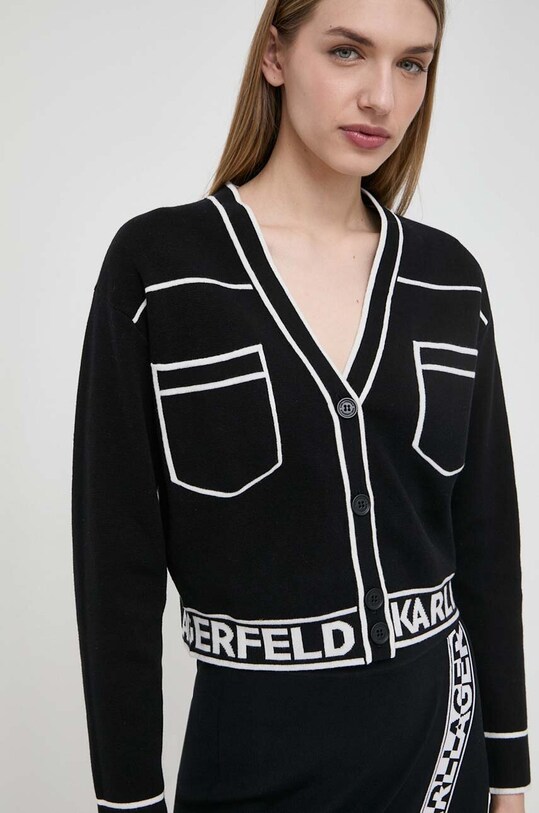 Кардиган з домішкою вовни Karl Lagerfeld чорний 231W2011