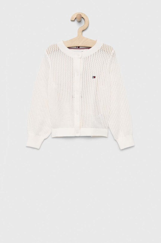 Детска памучна жилетка Tommy Hilfiger тънък бял KG0KG07314.PPYX