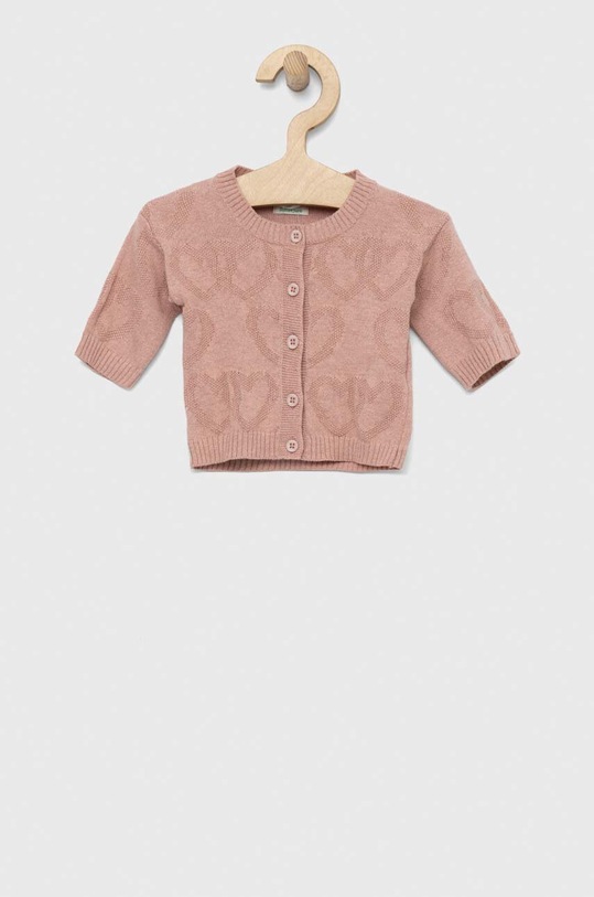 Kardigan za bebe United Colors of Benetton bez uzorka roza 1036B500C.W.SEASONAL
