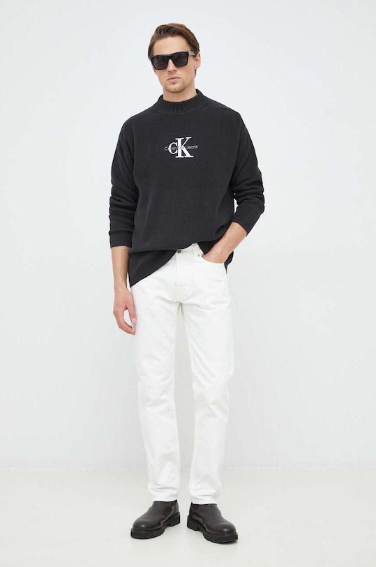 Calvin Klein Jeans sweter bawełniany J30J322460.PPYX czarny AW23