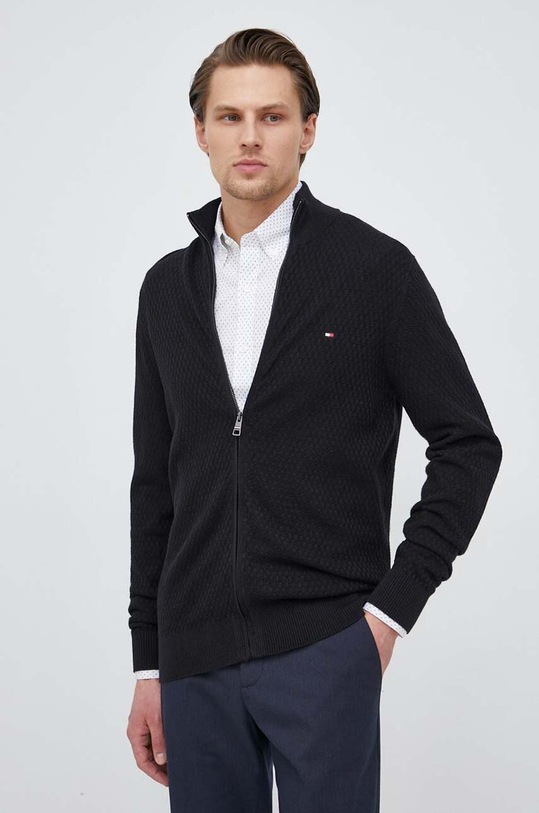 Tommy Hilfiger kardigan bawełniany bawełna czarny MW0MW29030.PPYX