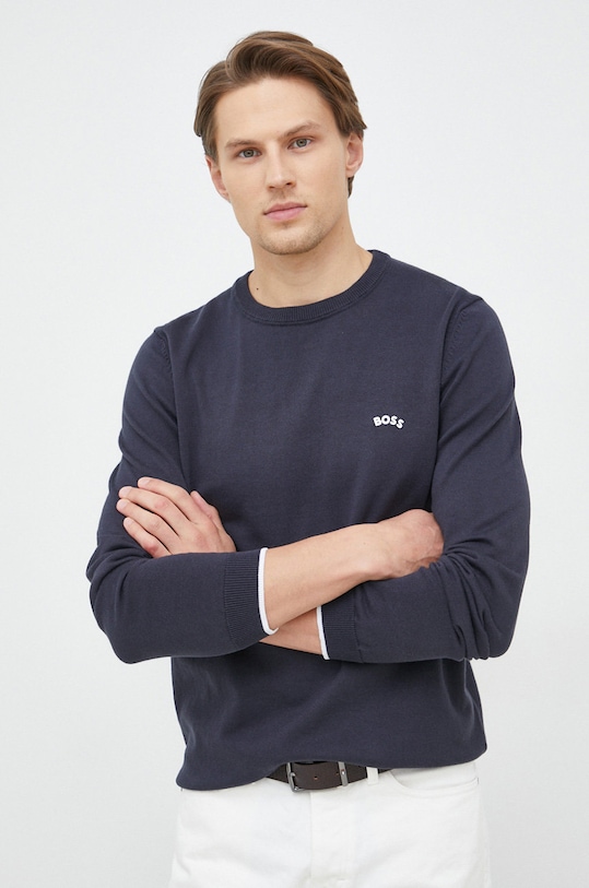 BOSS sweter bawełniany BOSS GREEN bawełna granatowy 50482370