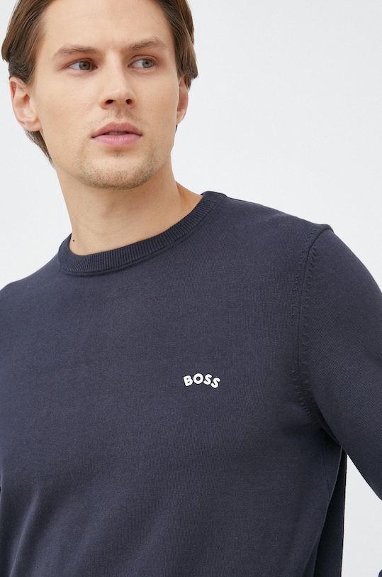 BOSS sweter bawełniany BOSS GREEN granatowy 50482370