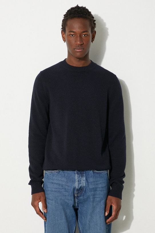Vlněný svetr Samsoe Samsoe SYLLI hladký námořnická modř M20500076