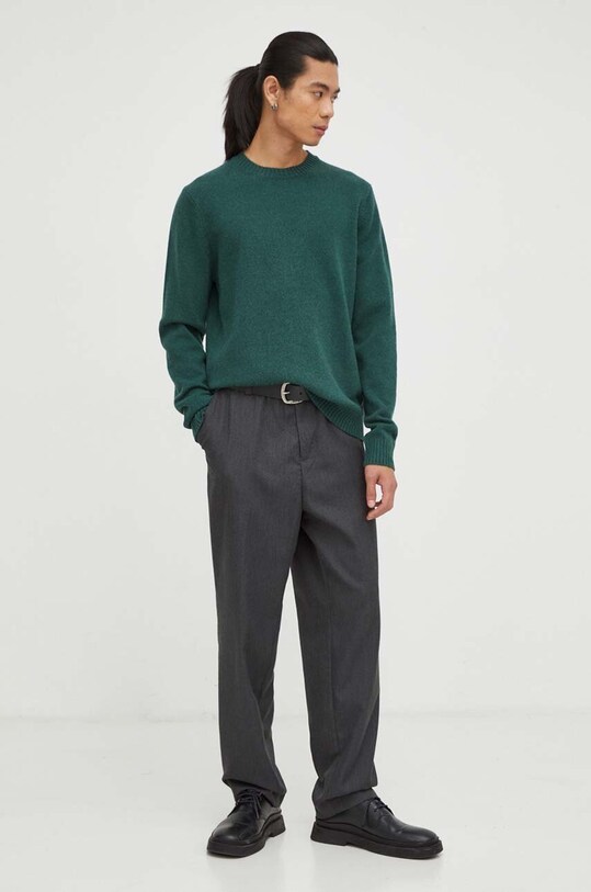 Samsoe Samsoe sweter wełniany SYLLI M20500076 turkusowy SS25