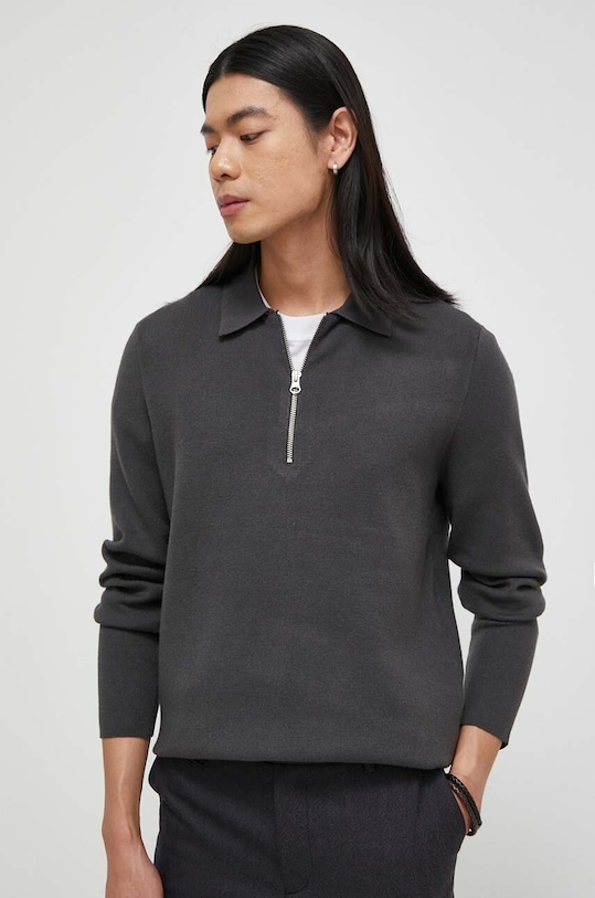 Sveter Samsoe Samsoe GUNA so zapínaním sivá M22400055