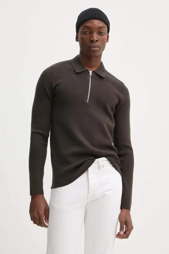 Samsoe Samsoe maglione colletto abbottonato marrone M22400055