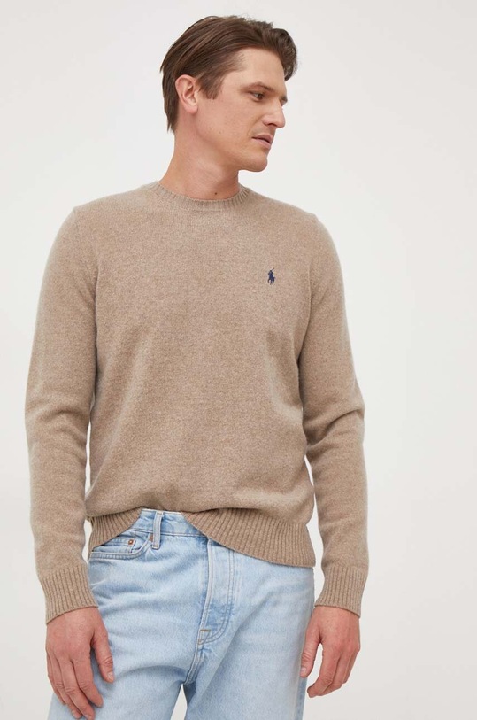 Polo Ralph Lauren sweter wełniany wełna beżowy 710878292