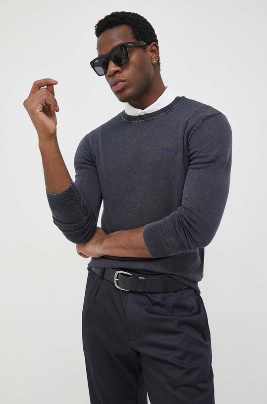Guess sweter bawełniany aplikacja granatowy M3GR05.Z3611
