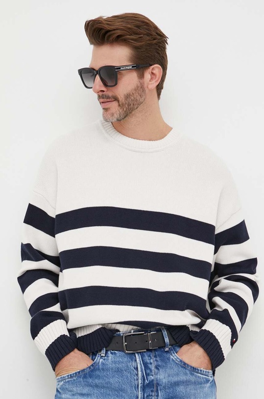 Tommy Hilfiger sweter bawełniany wzorzyste beżowy MW0MW31007.PPYX