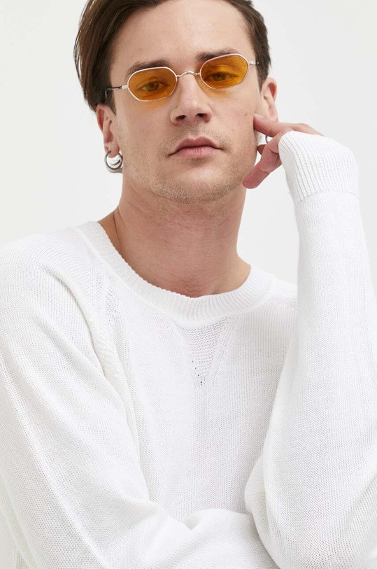 HUGO sweter lniany beżowy 50486890