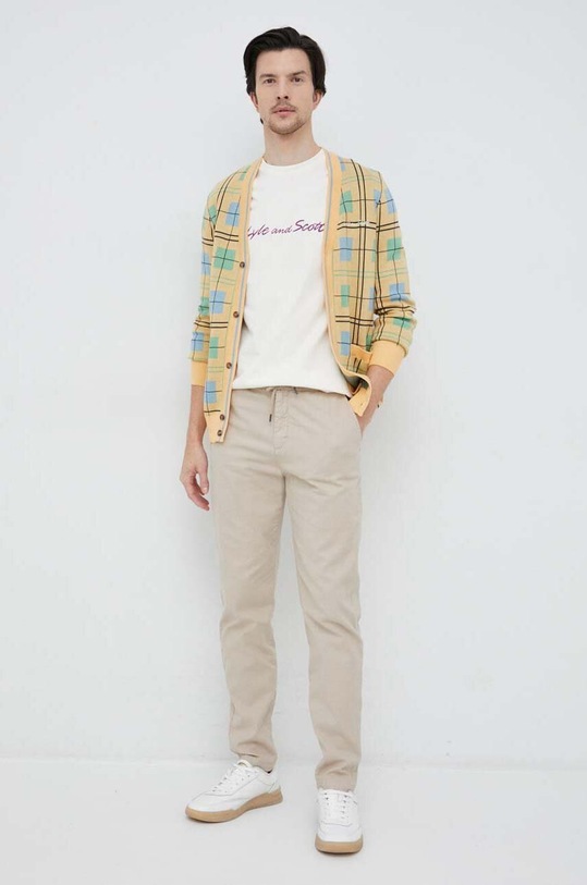 Bavlněný kardigan Lyle & Scott KN1834V.W831 žlutá SS23
