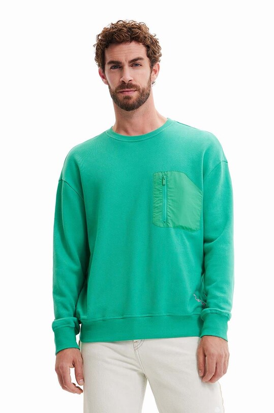 Памучен суичър Desigual памук зелен 23SMSK08