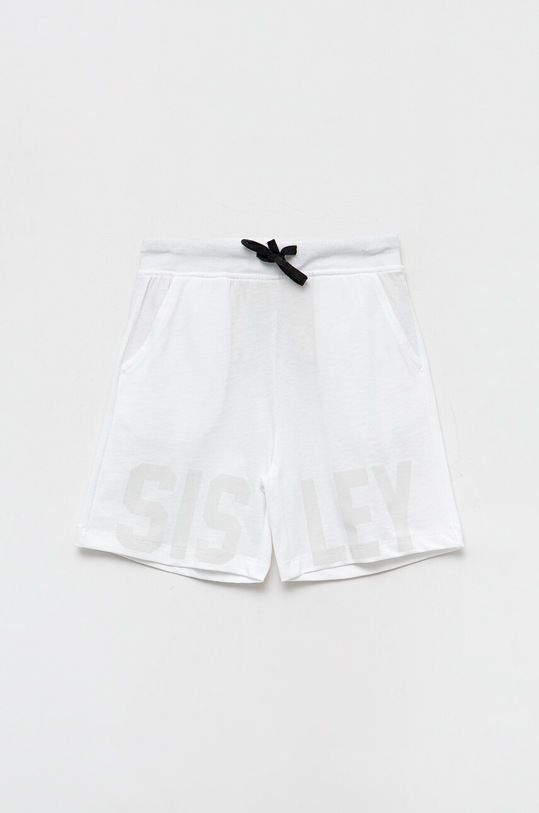 Sisley szorty bawełniane dziecięce nadruk biały 3BL0X900G.G.SEASONAL