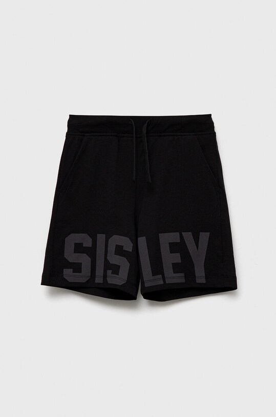 Sisley szorty bawełniane dziecięce nadruk czarny 3BL0X900G.G.SEASONAL