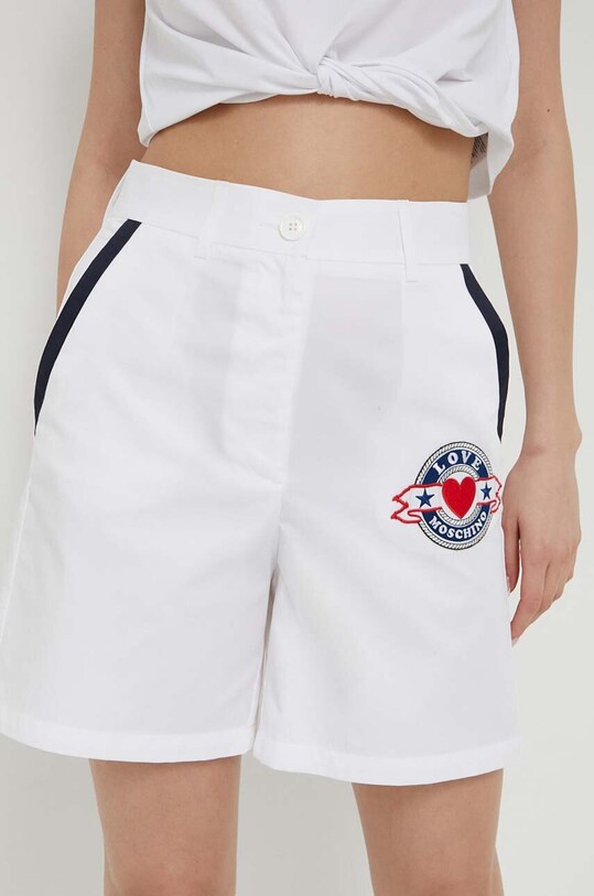 Love Moschino pantaloni scurti din bumbac W.O.193.80.T.497A alb SS23