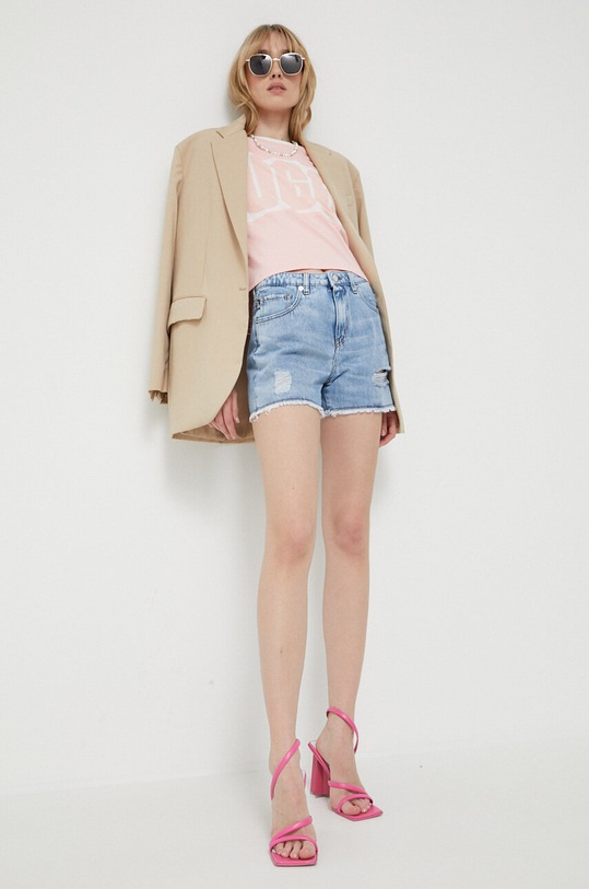 Love Moschino pantaloni scurti jeans bumbac albastru W.O.104.77.T.9860