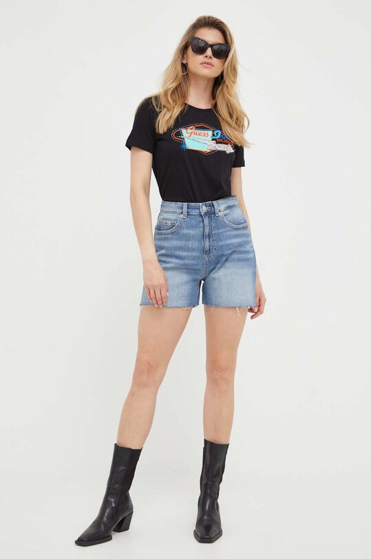 Guess szorty jeansowe W3GD50.D4MSF niebieski SS23