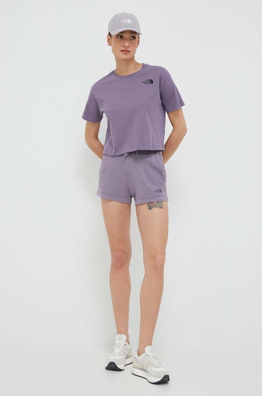 Bavlněné šortky The North Face NF0A826ON141 fialová SS23