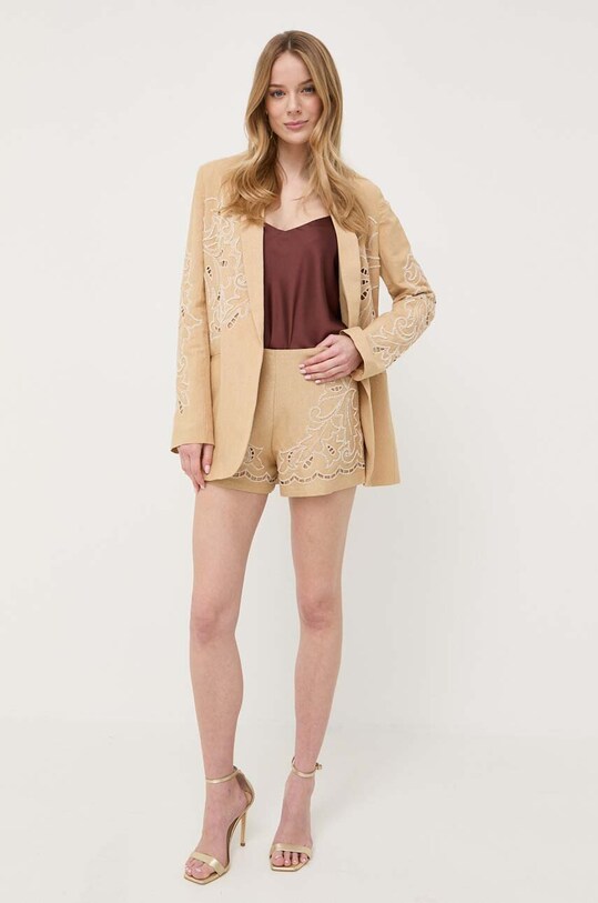 Twinset szorty lniane 231TT2382 beżowy SS23