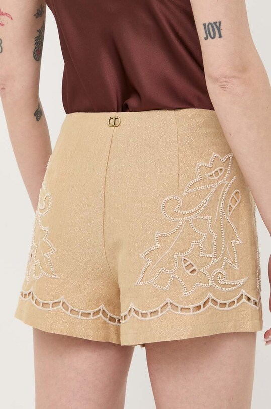 Odzież Twinset szorty lniane 231TT2382 beżowy