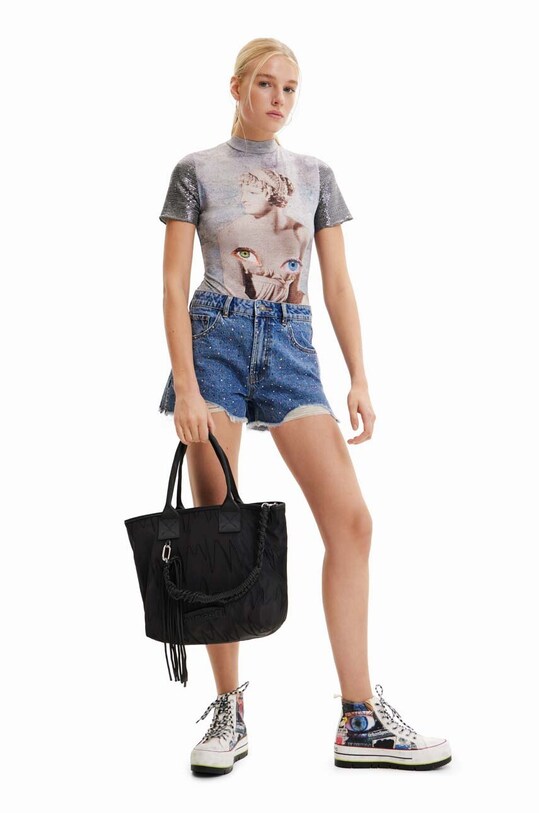Desigual pantaloni scurti din bumbac 23SWDD30 albastru SS23