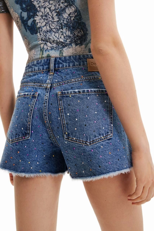 Desigual szorty jeansowe bawełniane niebieski 23SWDD30