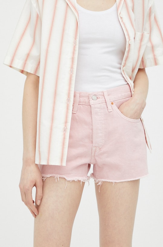 Levi's pantaloni scurti jeans bumbac roz 56327.0326
