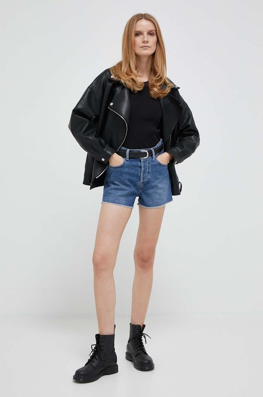 Sisley pantaloni scurti din bumbac 4YO7L900T.901 albastru SS23