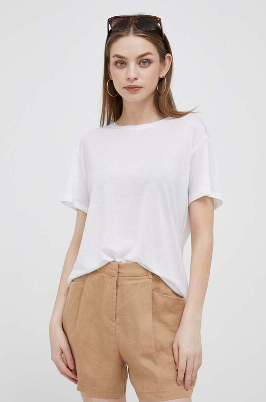 United Colors of Benetton szorty lniane beżowy 4AGHD900K.193