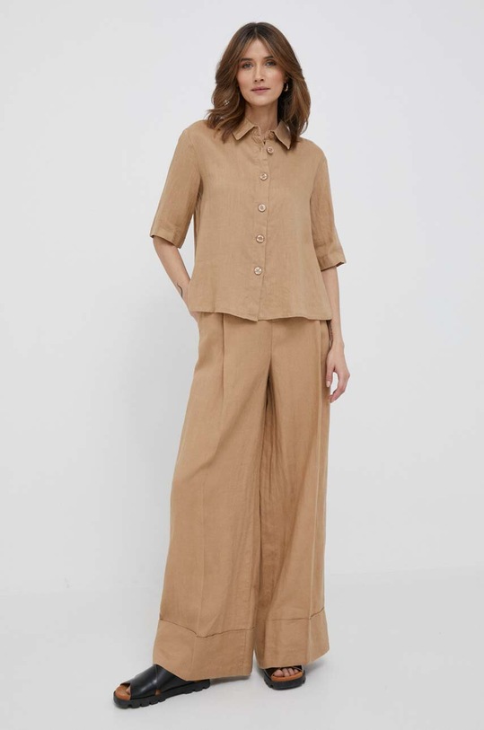 Plátěné kalhoty United Colors of Benetton 4AGHDF016.193 béžová SS24