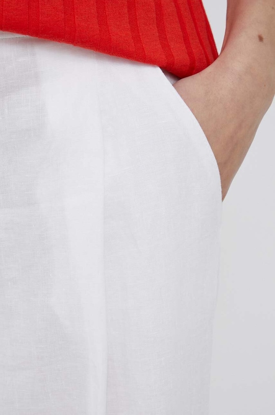 United Colors of Benetton spodnie lniane biały 4AGHDF016.101