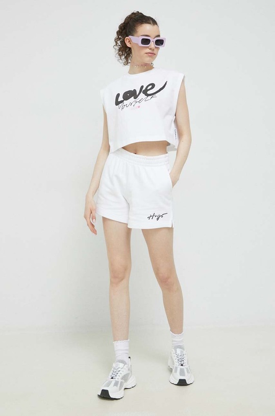 Bavlněné šortky HUGO 50486319 bílá SS23