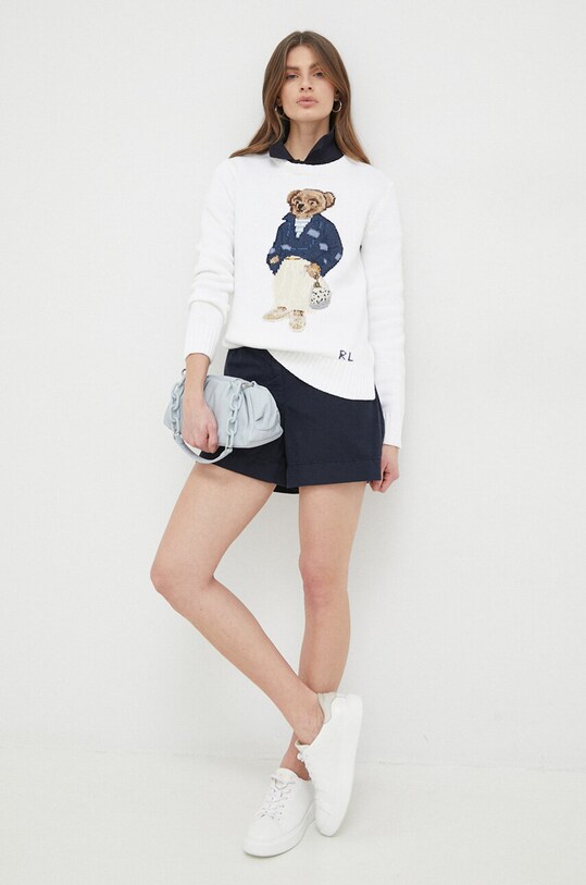 Tommy Hilfiger pantaloni scurti din bumbac WW0WW38729.PPYX bleumarin SS23