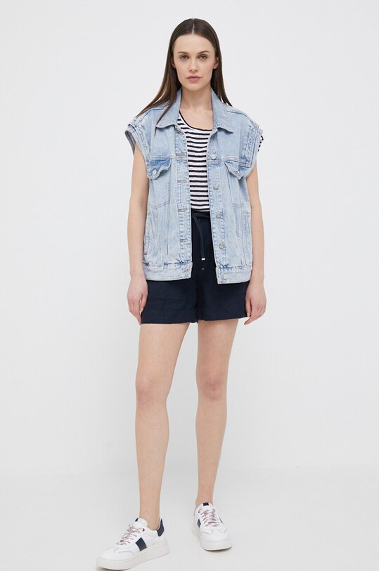 Lanene kratke hlače Tommy Hilfiger WW0WW37768.PPYX mornarsko modra SS23