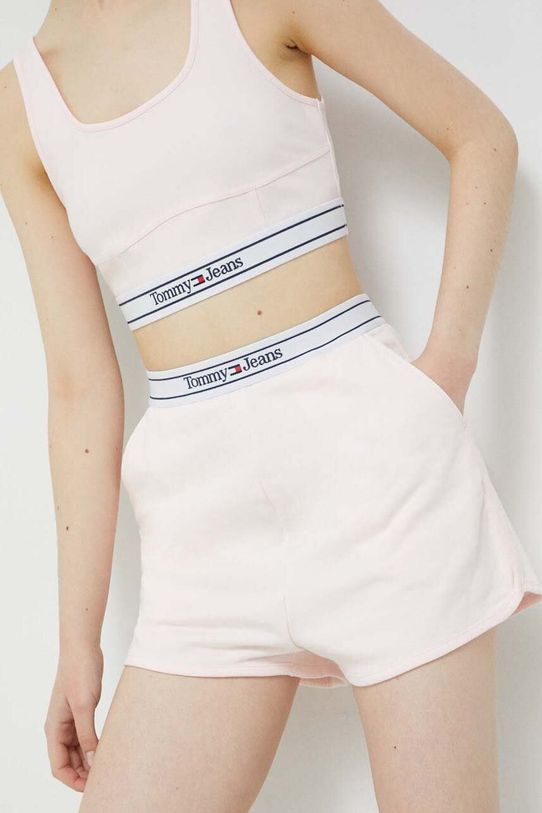 Tommy Jeans szorty z elastanem różowy DW0DW15380.PPYX
