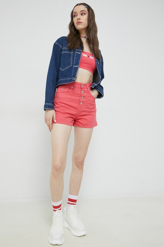 Tommy Jeans szorty jeansowe DW0DW15607.PPYX różowy SS23