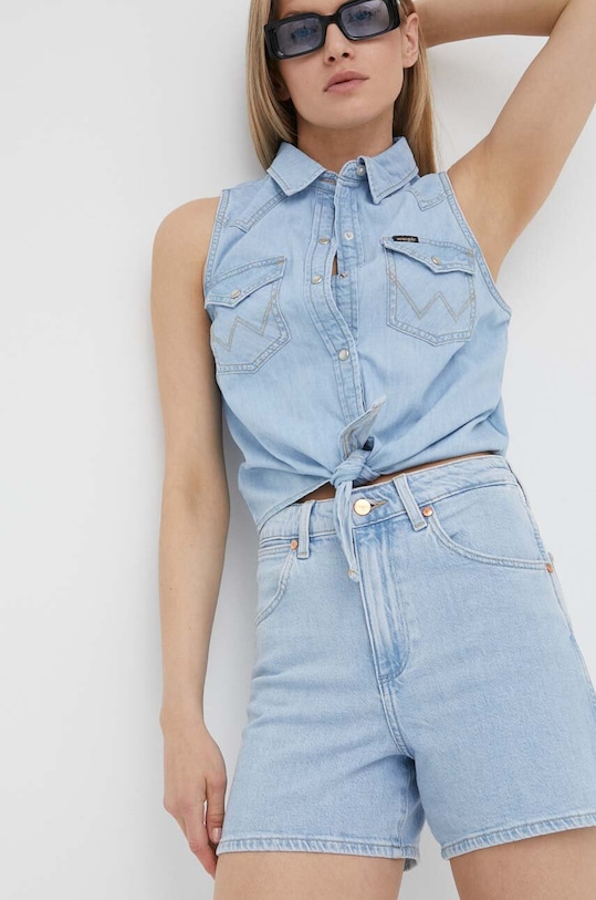 Wrangler szorty jeansowe pozostałe niebieski W25H3832W