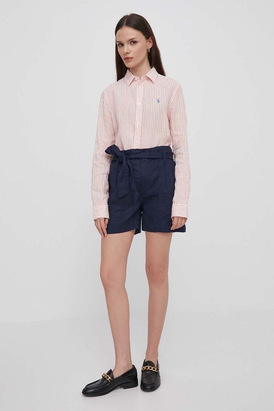 Ľanové šortky Lauren Ralph Lauren 200862092 tmavomodrá SS24