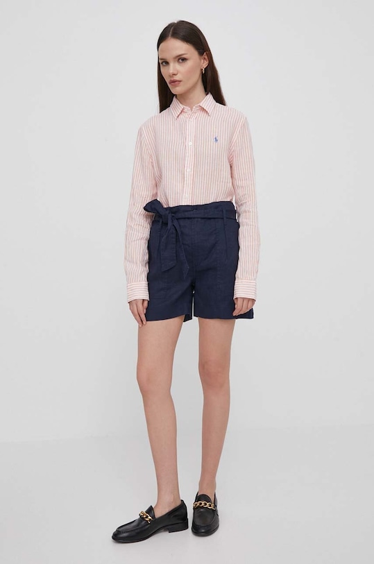 Lauren Ralph Lauren szorty lniane 200862092 granatowy SS24