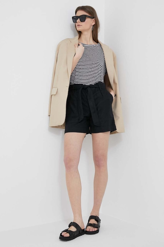 Лляні шорти Lauren Ralph Lauren 200862092 чорний SS24