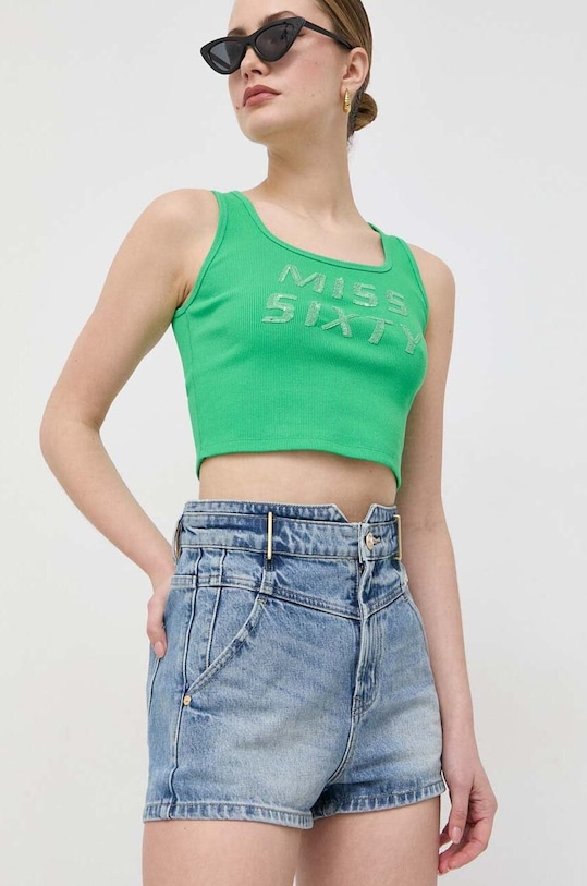 Bavlněné riflové kraťasy Miss Sixty high modrá 6T1JJ4670000